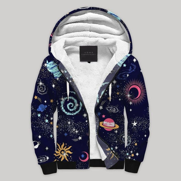 Stars Space Fleece Zip Hoodie All Over Print | FZ905