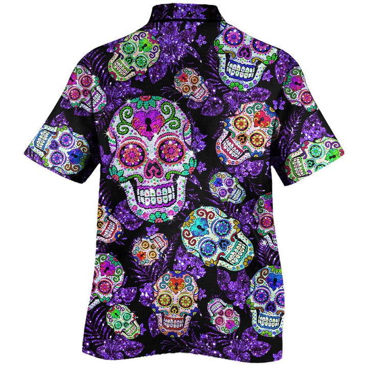 Sugar Skull Pattern Hawaiian Shirt | For Men & Women | HW1385-BehighStyle