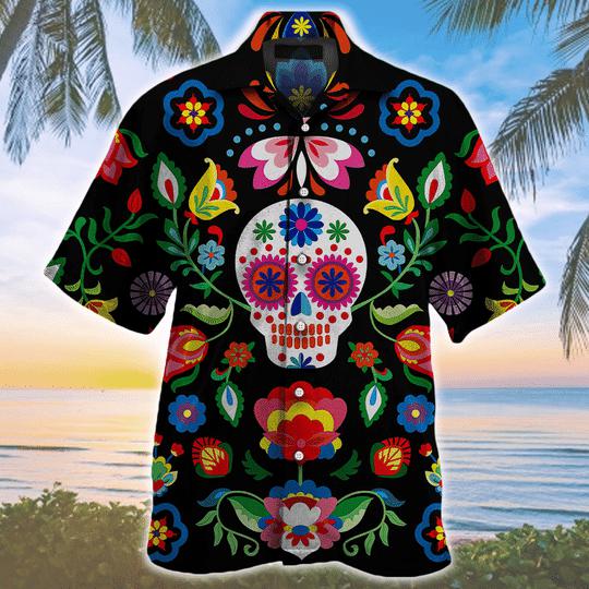 Sugar Skull Pattern Hawaiian Shirt | For Men & Women | HW1580-BehighStyle