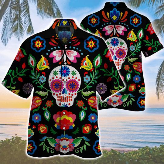 Sugar Skull Pattern Hawaiian Shirt | For Men & Women | HW1580-BehighStyle