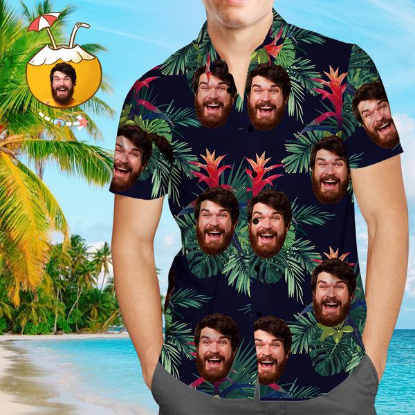 Summer Colorful Leaves Aloha Beach Custom Photo Hawaiian Shirt | P176