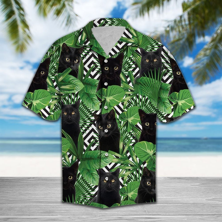 Summer Exotic Jungle Tropical Black Cat Hawaiian Shirt | For Men & Women | HW1333-BehighStyle