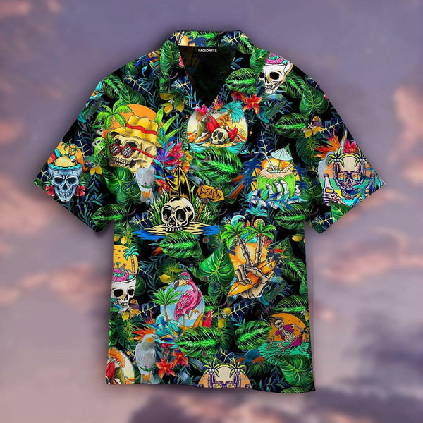 Summer Skeleton Skull Beach Party Halloween Hawaiian Shirt | HW2864