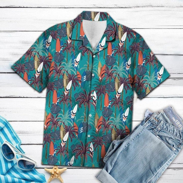 Surfboard Coconut Palm Hawaiian Shirt | HW3003