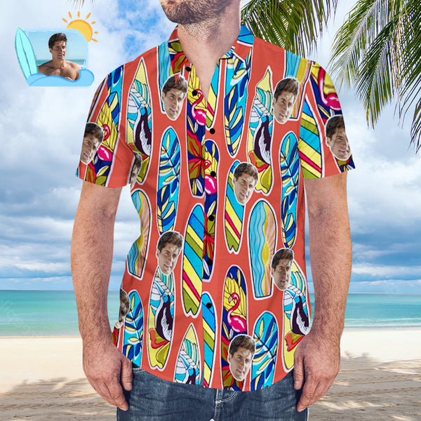 Surfing Board Print Funky Aloha Custom Photo Hawaiian Shirt | P151