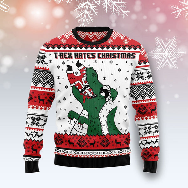 T Rex And Santa Claus Matching Friends Funny Ugly Christmas Sweater | Adult | US1772