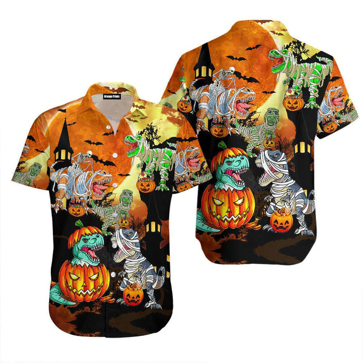 T Rex Dinosaur Happy Halloween Hawaiian Shirt | For Men & Women | HW2595-BehighStyle