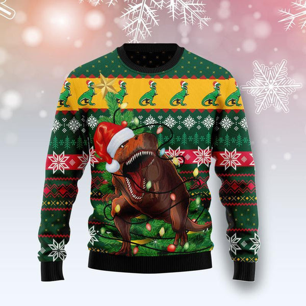 T Rex In Noel Tree Ugly Christmas Sweater | For Men & Women | Adult | US1126-BehighStyle