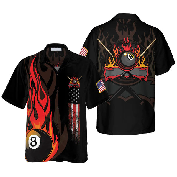 Maxcorners Flame 8 Ball Billiard Pool Hawaiian Shirt