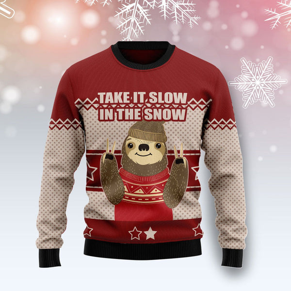 Take It Slow In The Snow Ugly Christmas Sweater | For Men & Women | Adult | US1116-BehighStyle