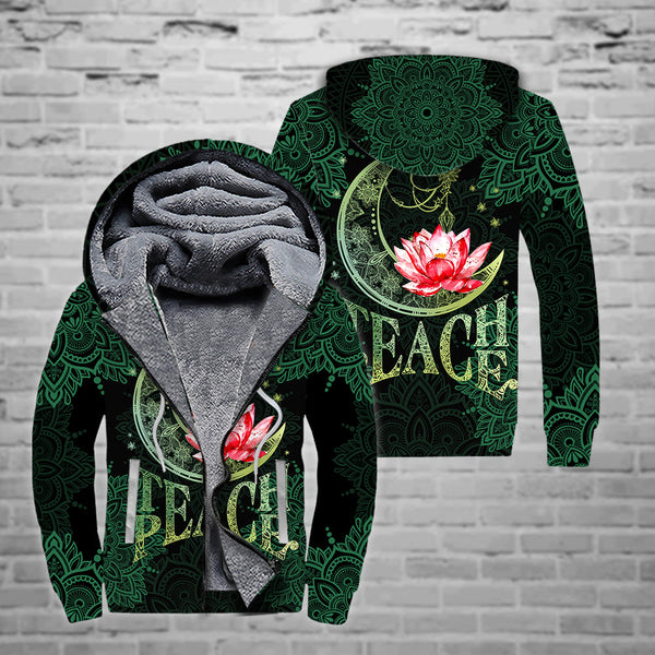 Teacher Teach Peace Fleece Zip Hoodie All Over Print | FZ350