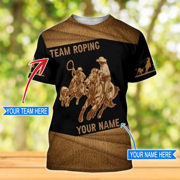 Team Roping Player Leather Custom Name 3D All Over Print | Adult | CN197