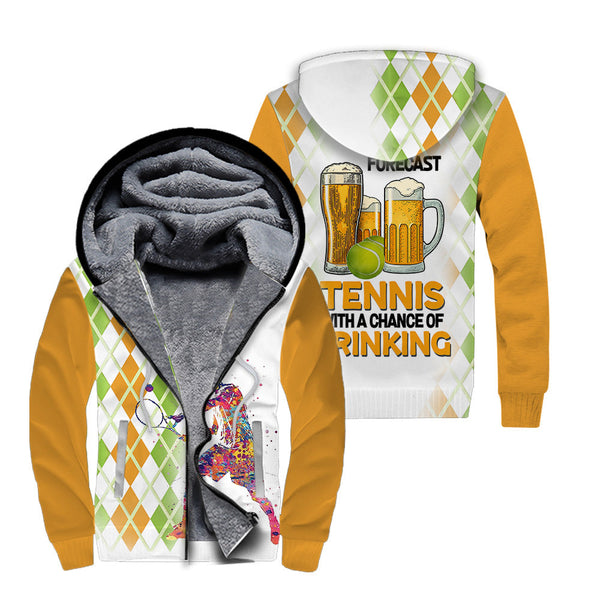 Tennis With A Chance Of Drinking Fleece Zip Hoodie All Over Print | FZ741