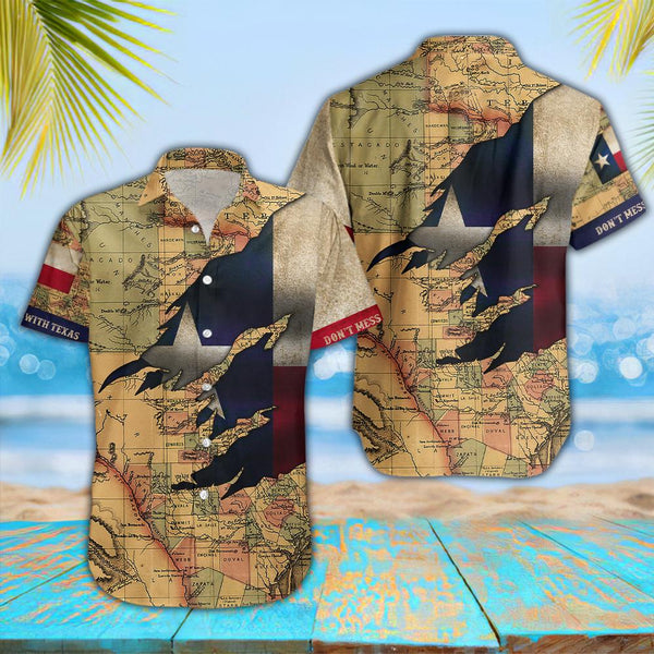 Texas Flag And Map Dont Mess With Texas Hawaiian Shirt | For Men & Women | HW2430-BehighStyle