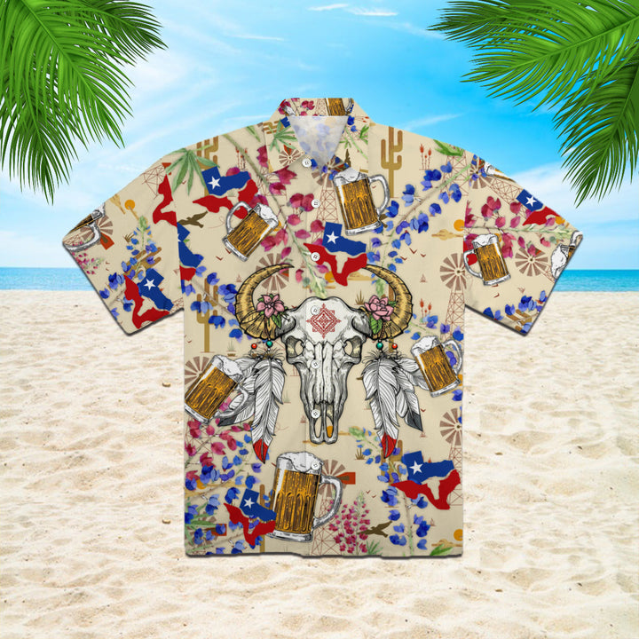 Texas Longhorn Bluebonnet Floral Hawaiian Shirt | For Men & Women | HW1129-BehighStyle