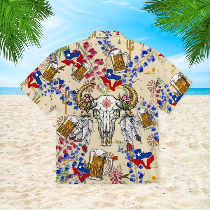 Texas Longhorn Bluebonnet Floral Hawaiian Shirt | For Men & Women | HW1129-BehighStyle