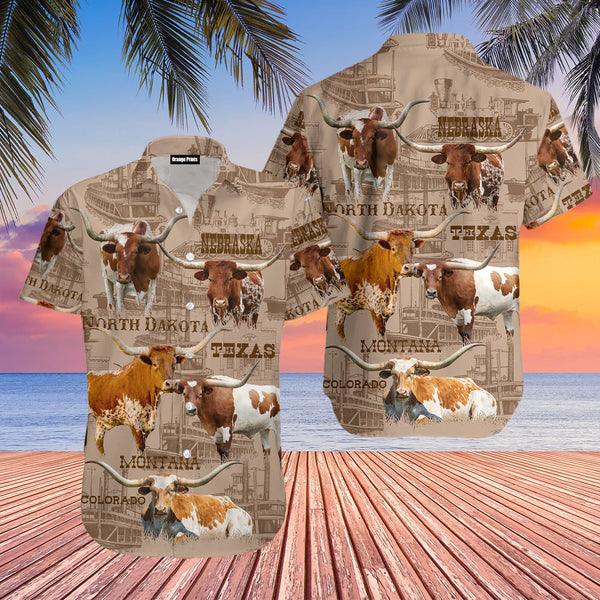 Texas Longhorn Cattle Lovers Aloha Hawaiian Shirt | For Men & Women | HW527-BehighStyle