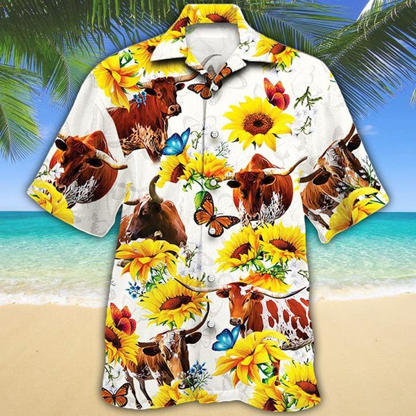 Texas Longhorn Sun Flower Aloha Hawaiian Shirt | For Men & Women | HW9663-BehighStyle