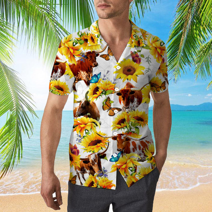 Texas Longhorn Sun Flower Hawaiian Shirt | For Men & Women | HW387-BehighStyle