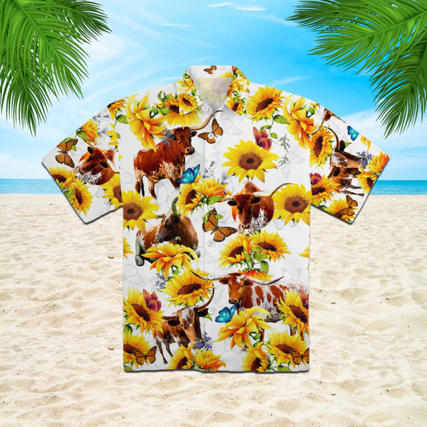 Texas Longhorn Sun Flower Hawaiian Shirt | For Men & Women | HW387-BehighStyle