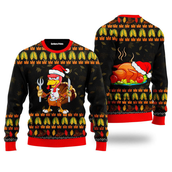 Thanksgiving Turkey Autumn Ugly Christmas Sweater | For Men & Women | UH1412