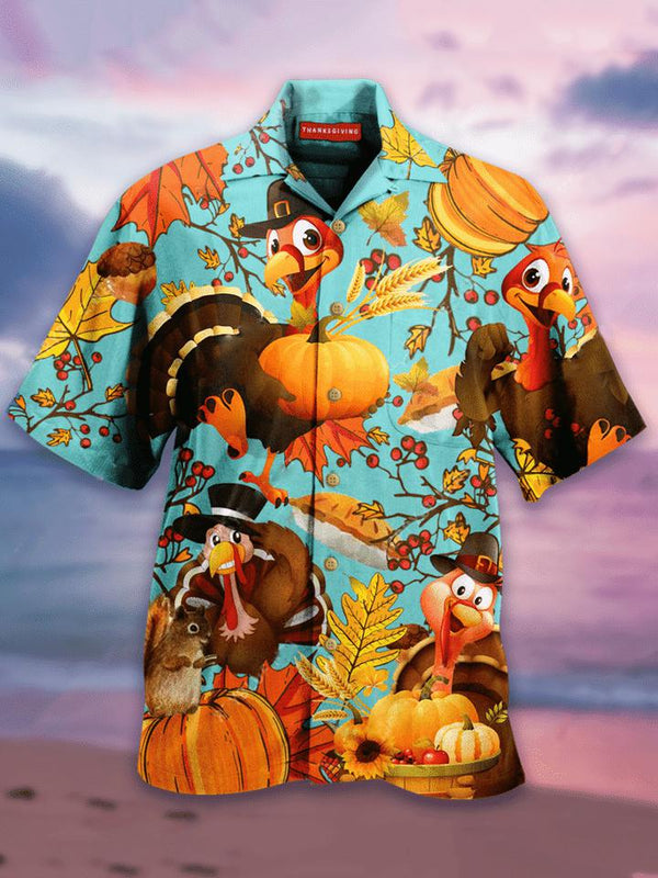 Thanksgiving Turkey Pumpkin Animal Hawaiian Shirt | For Men & Women | HW1777-BehighStyle