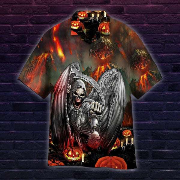 The Grim Reaper Watcher Of Time Halloween Hawaiian Shirt | For Men & Women | HW2673-BehighStyle