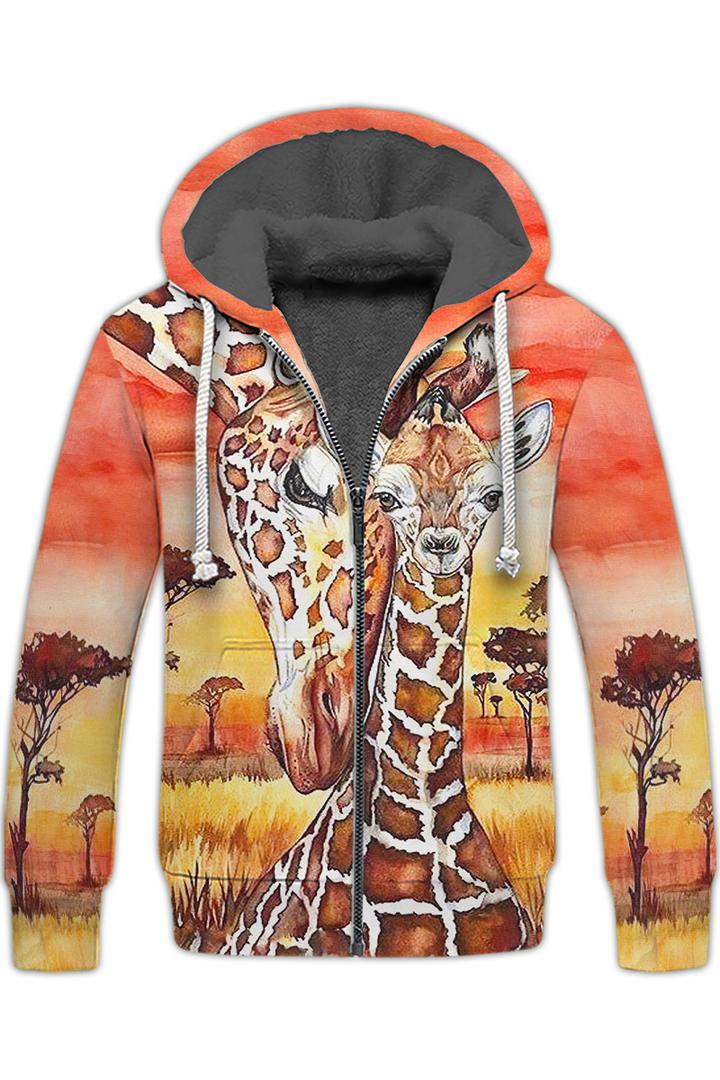 The Mother And Child Giraffe Animals Africa Forest Fleece Zip Hoodie All Over Print | For Men & Women | FZ127-BehighStyle