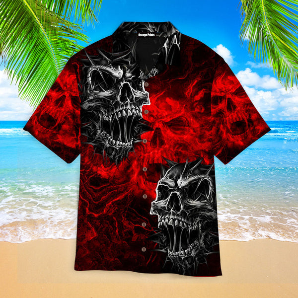 The Red Skull Halloween Hawaiian Shirt | For Men & Women | HW2572-BehighStyle