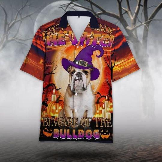 The Witch Beware Of The Bulldog Halloween Hawaiian Shirt | HW2835