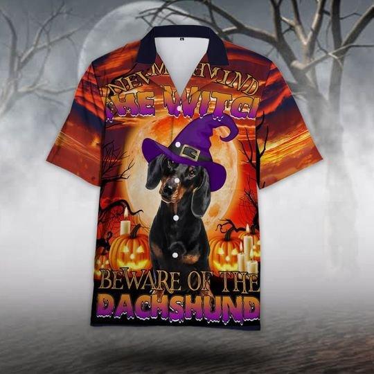 The Witch Beware Of The Dachshund Halloween Hawaiian Shirt | HW2858