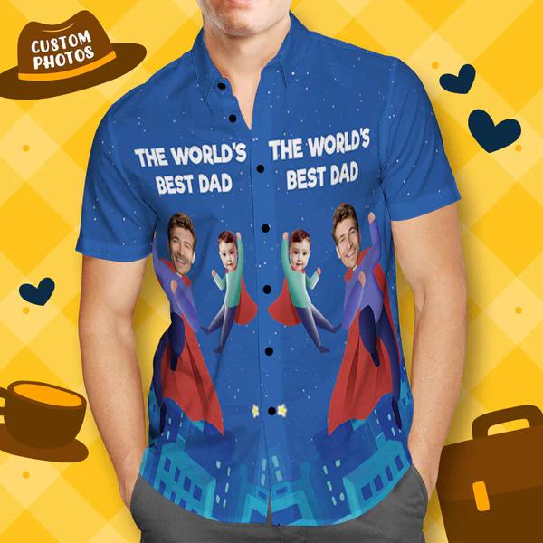 The World's Best Dad Custom Photo Hawaiian Shirt | P146