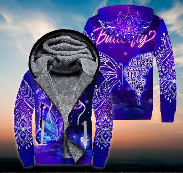 There Are Many Beautiful Butterfly Fleece Zip Hoodie All Over Print | FZ378