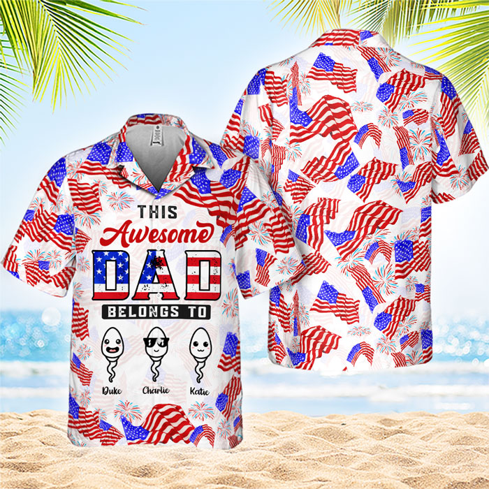 This Awesome Dad Belongs To Custom Name Hawaiian Shirt | For Men & Women | HN731-BehighStyle