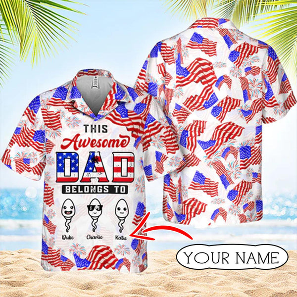 This Awesome Dad Belongs To Custom Name Hawaiian Shirt | HN731