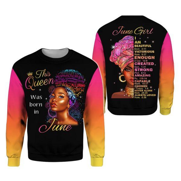 This Queen Was Born In June Girl Custom Name 3D All Over Print | For Men & Women | Adult | CN137-BehighStyle