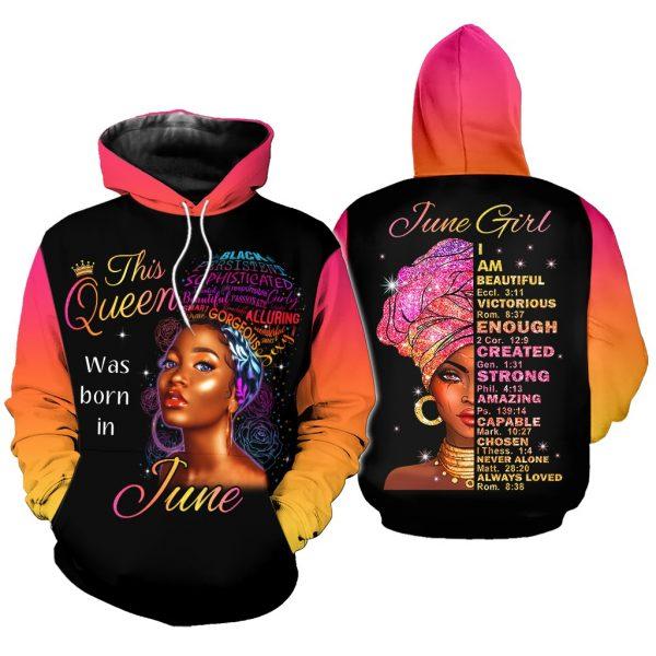 This Queen Was Born In June Girl Custom Name 3D All Over Print | For Men & Women | Adult | CN137-BehighStyle