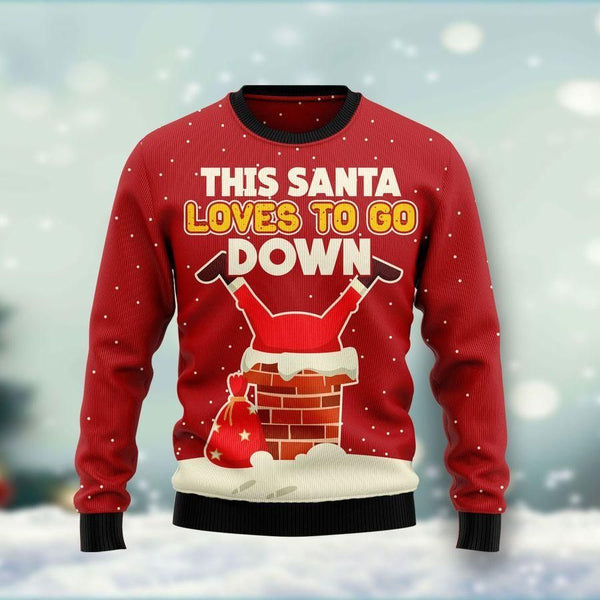 This Santa Loves To Go Down Ugly Christmas Sweater | Adult | US2163