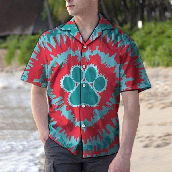 Tie-Dye Dog Foot Hippie Hawaiian Shirt | For Men & Women | HW1498-BehighStyle