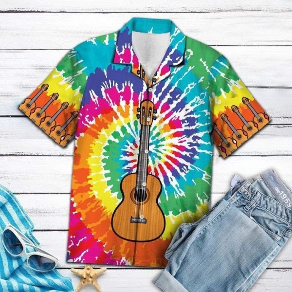 Tie-Dye Guitar Hippie Hawaiian Shirt | For Men & Women | HW1497-BehighStyle