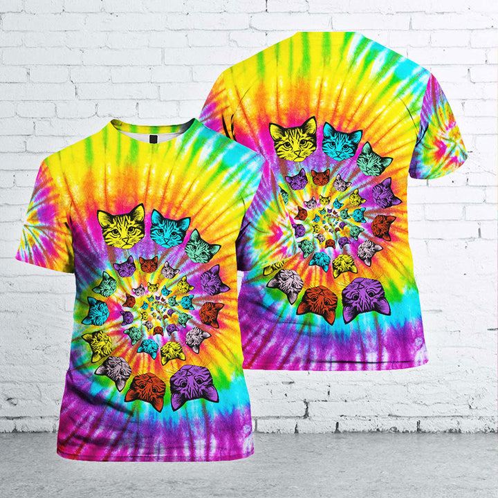 Tie Dye Hippie Cat Cute 3D All Over Print | For Men & Women | Adult | HP108-BehighStyle