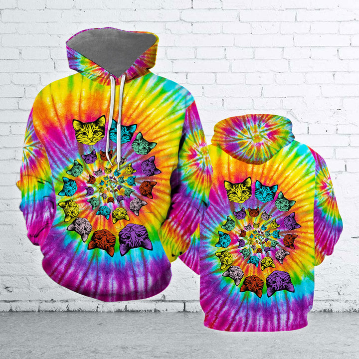 Tie Dye Hippie Cat Cute 3D All Over Print | For Men & Women | Adult | HP108-BehighStyle