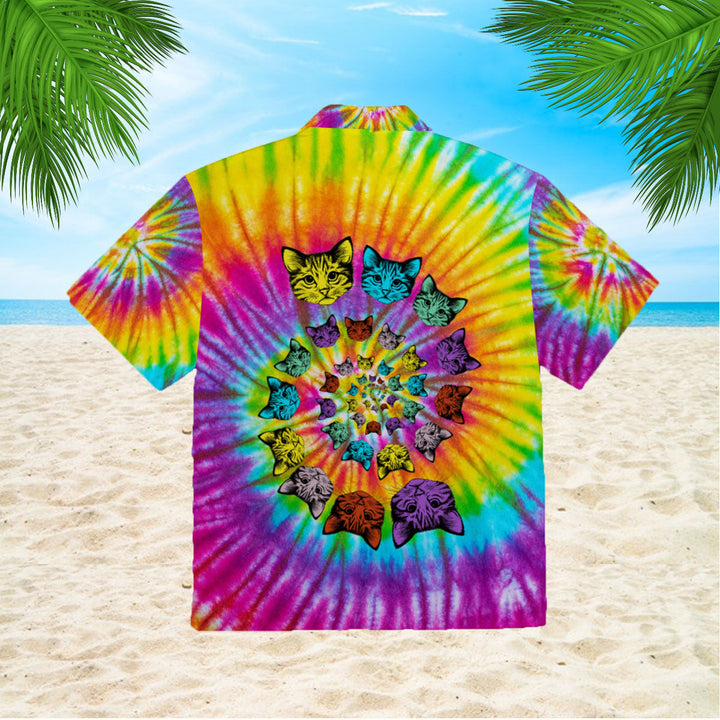 Tie Dye Hippie Cat Cute Hawaiian Shirt | For Men & Women | HW681-BehighStyle