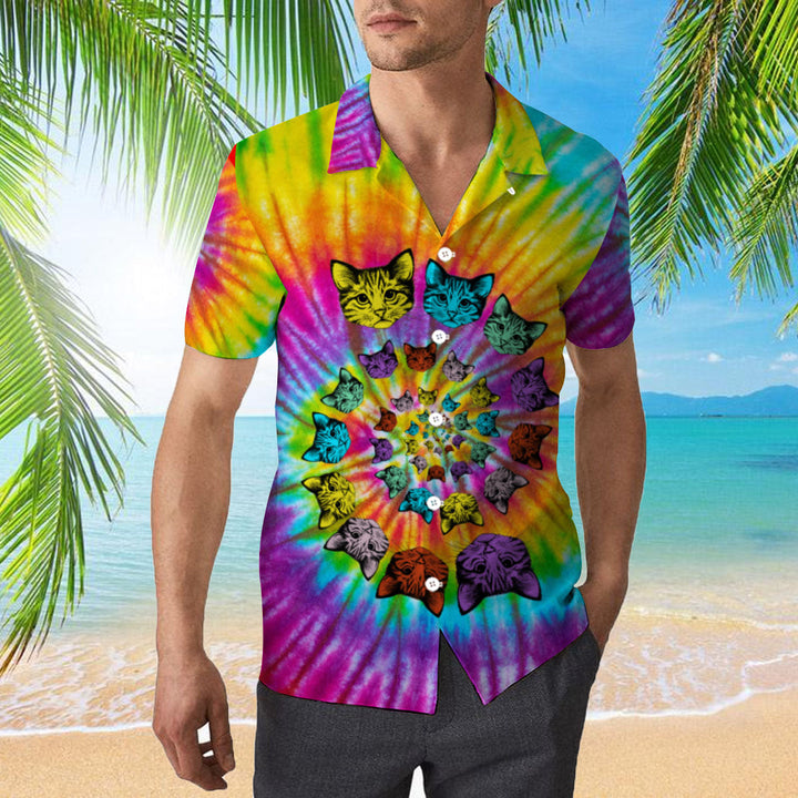 Tie Dye Hippie Cat Cute Hawaiian Shirt | For Men & Women | HW681-BehighStyle