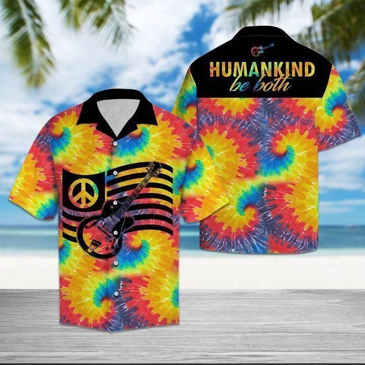 Tie Dye Hippie Guitar Peace Love Tropical Aloha Hawaiian Shirt | For Men & Women | HW1487-BehighStyle