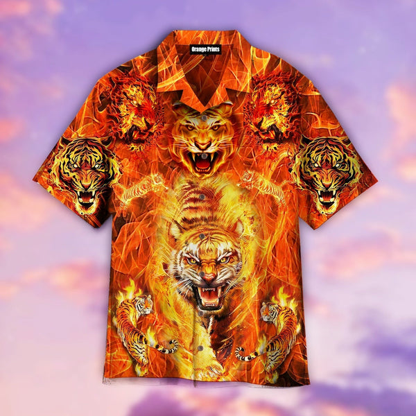 Tiger Playing With Fire Aloha Hawaiian Shirt | For Men & Women | HW438-BehighStyle