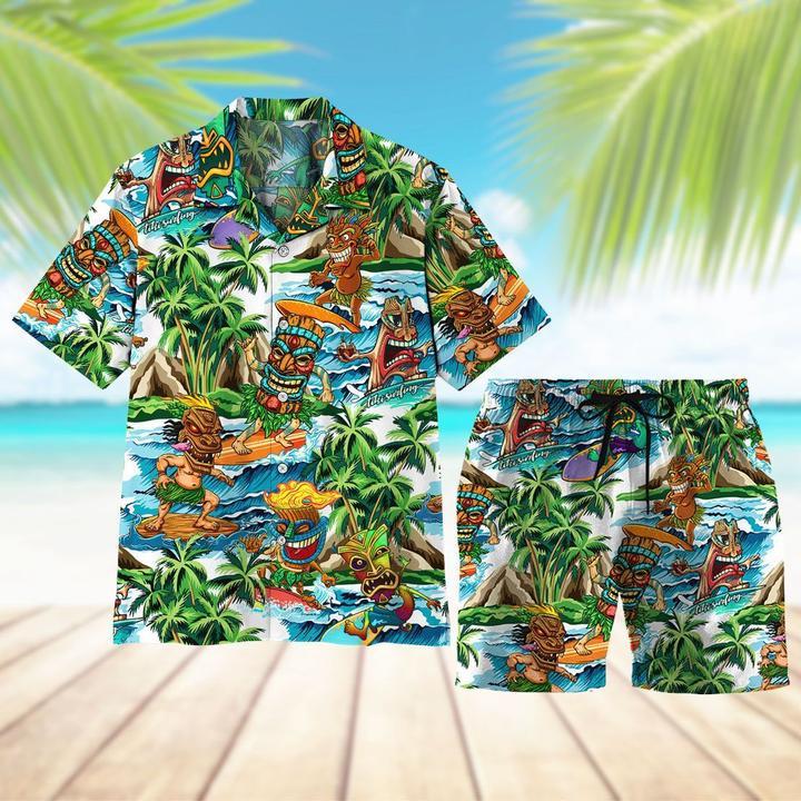 Tiki Surfing Hawaiian Shirt Set | For Men & Women | HS110-BehighStyle