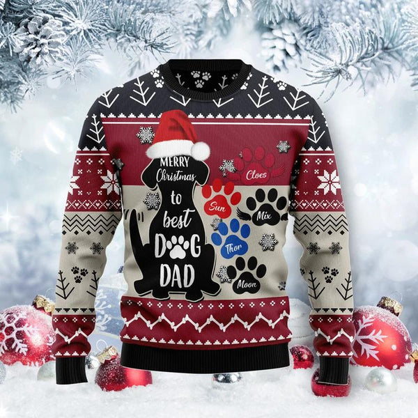 To Best Dog Dad Ugly Christmas Sweater | For Men & Women | Adult | US1176-BehighStyle