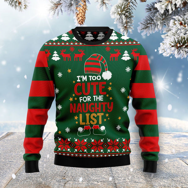 Too Cute For The Naughty List Ugly Christmas Sweater | For Men & Women | Adult | US1084-BehighStyle