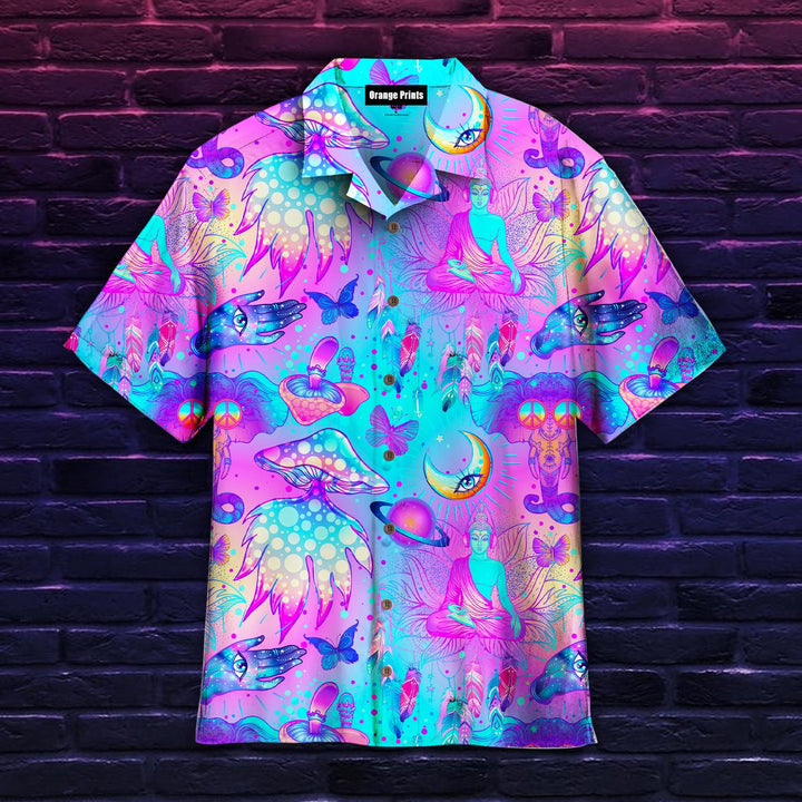 Trippy Hippie Mushrooms Neon Peace Aloha Hawaiian Shirt | For Men & Women | HW658-BehighStyle